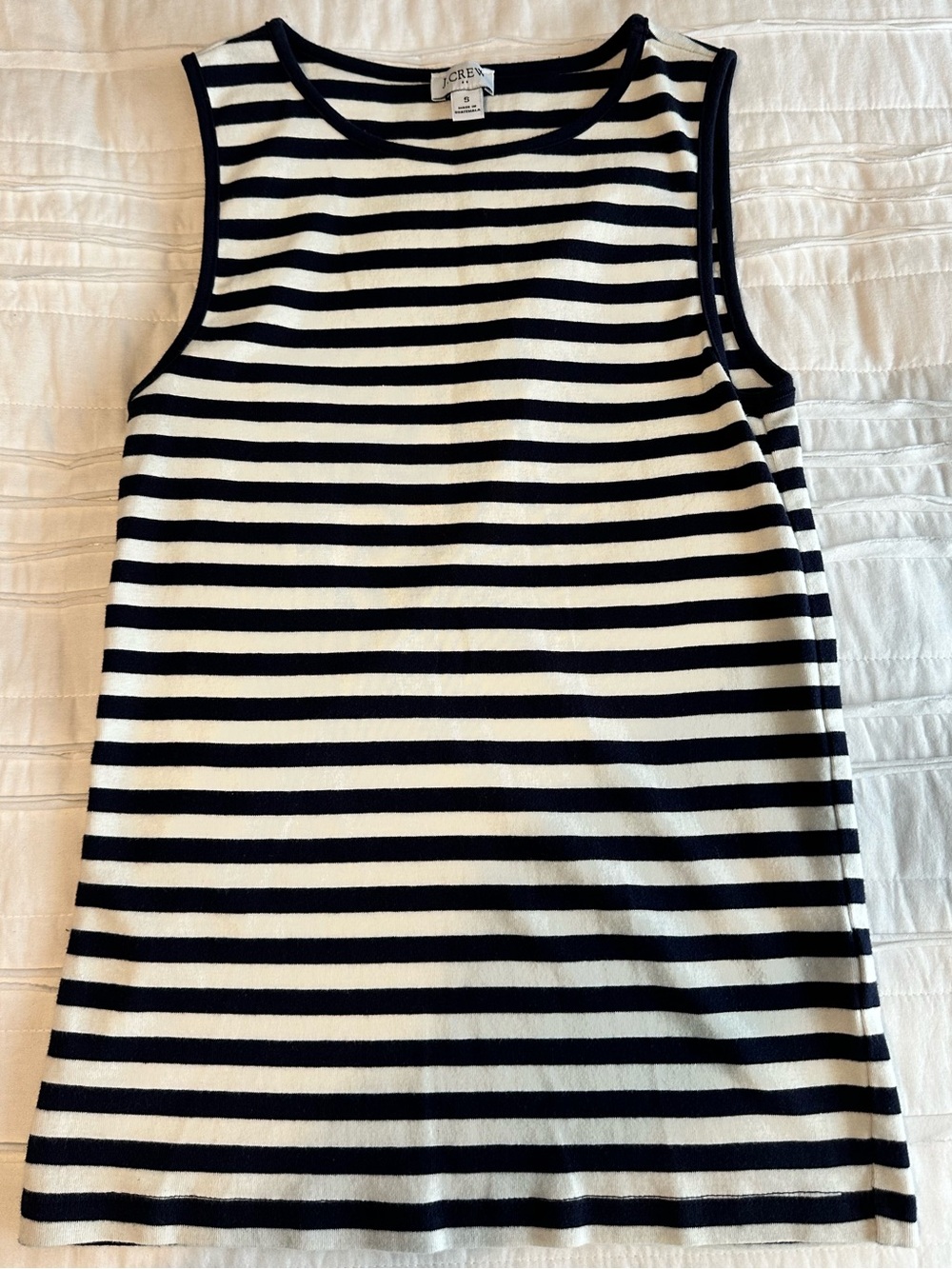 J. Crew Navy and White Striped Scoop Neck Tank